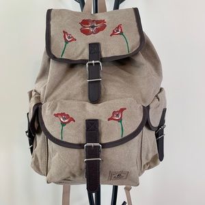 Everest Backpack with Hand Painted Red Poppies